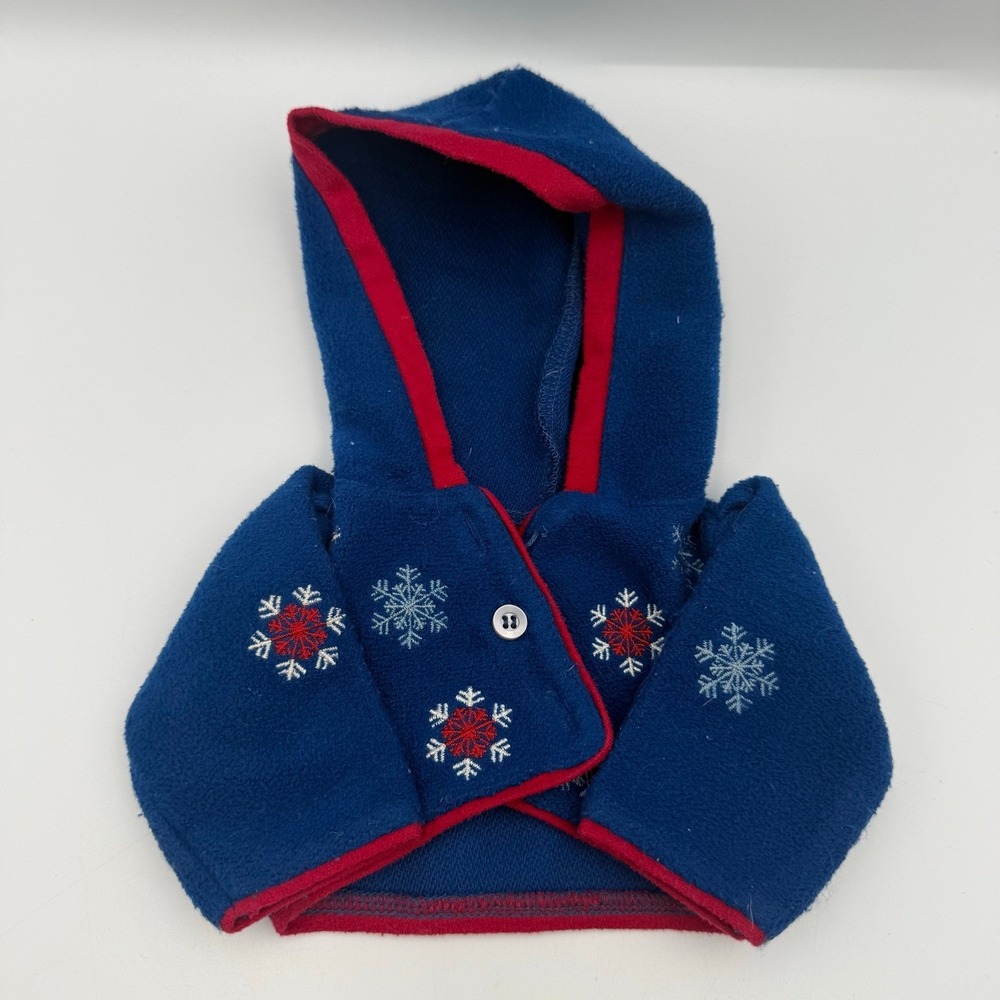 American Girl Doll Navy Blue Fleece Snowflake Hoodie Red Trim 18 Inch Doll Wear